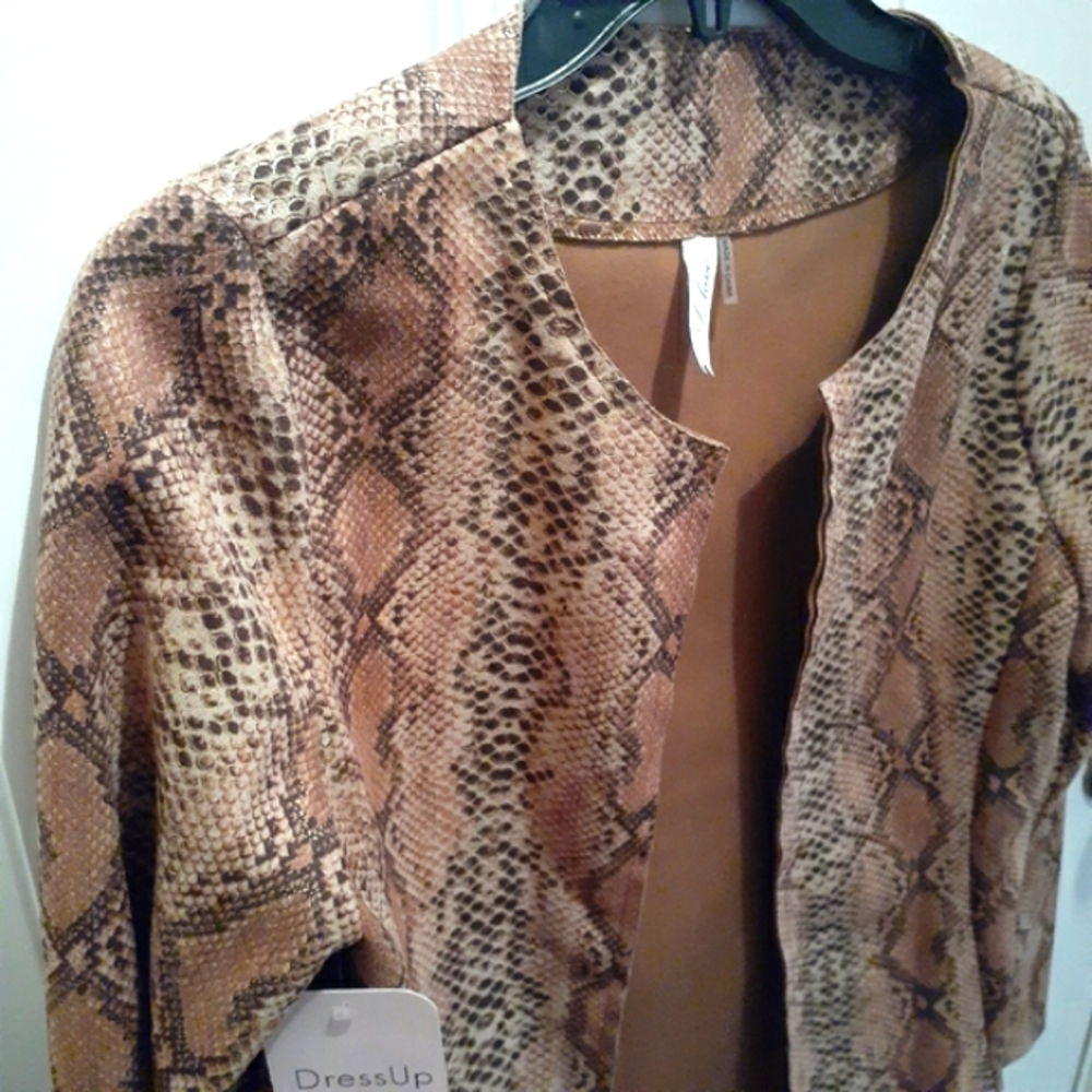 Shiny Animal print Open Jacket Gold Small vintage